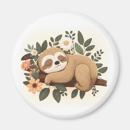 Lazy sloth sleeping on a branch cartoon            マグネット