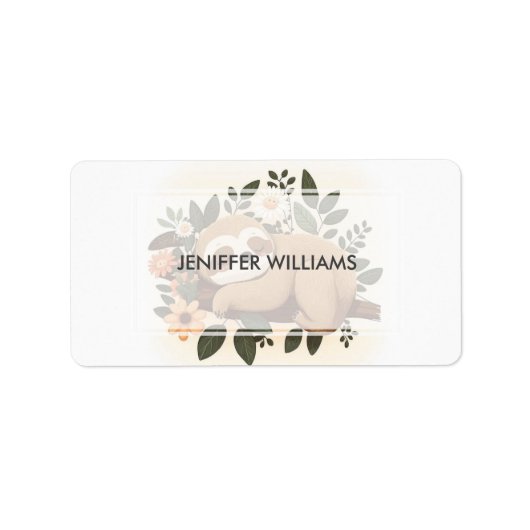   Lazy sloth sleeping on a branch cartoon          ラベル (正面)