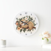 Lazy sloth sleeping on a branch cartoon            ラージ壁時計 (ホーム)