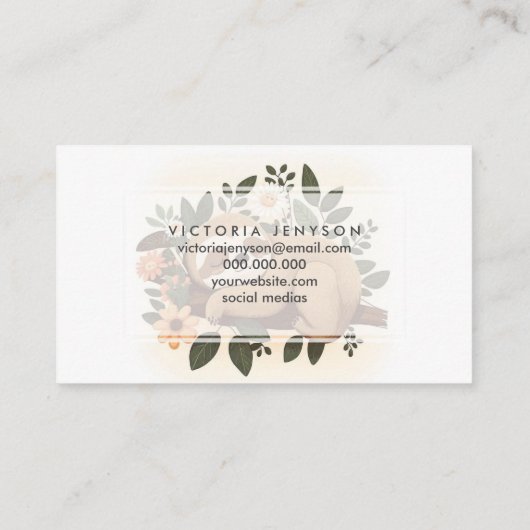 Lazy sloth sleeping on a branch cartoon            名刺 (裏面)