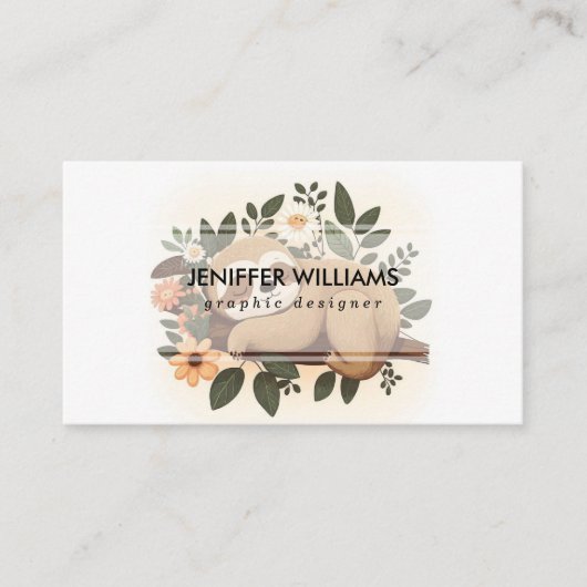 Lazy sloth sleeping on a branch cartoon            名刺 (正面)