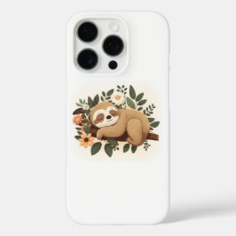 Lazy sloth sleeping on a branch cartoon            iPhone 16 proケース