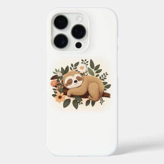 Lazy sloth sleeping on a branch cartoon            Case-Mate iPhoneケース (裏面)