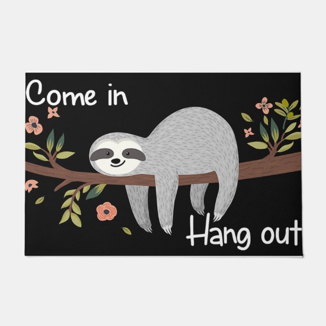 Lazy Sloth Welcome Doormat - Indoor ドアマット (正面)