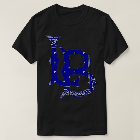 LBロングビーチカリフォルニアブルーバンダナヒップホップ層 Tシャツ (デザイン正面)