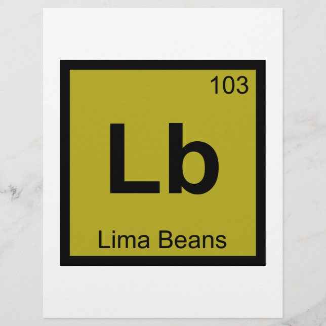 Lb - Lima Beans Chemistry周期表記号 (正面)