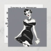 LBDブラック美しいカード：楽に洗練 招待状 (正面/裏面)