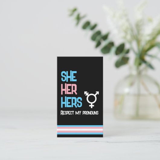LBGTQ Pronoun Transgender She Her He 名刺 (スタンド正面)