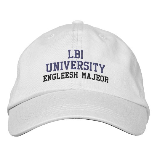 LBI UNIVERSITY (TM) ENGLEESH不可抗力 刺繍入りキャップ (正面)