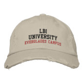 LBI UNIVERSITY (TM) EVERGLADES CAMPUS 刺繍入りキャップ (正面)