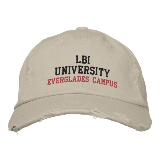 LBI UNIVERSITY (TM) EVERGLADES CAMPUS 刺繍入りキャップ (正面)