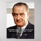 LBJと「正しいものを知る」引用文 ポスター (正面)