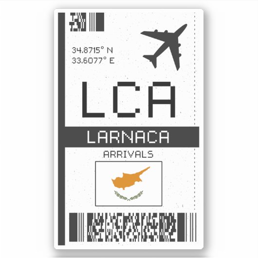 LCAラルナカボーディングパス – キプロス空港旅行 シール (正面)