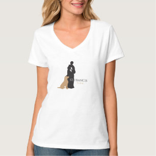 LCAR St Francisの農場の女性のV首のワイシャツ Tシャツ