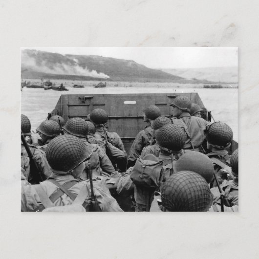 LCVP着陸船オマハへの接近ビーチ ポストカード (正面)