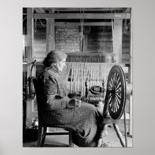LD wOMAN uSINGsPINNING wHEEL 1930S写真 ポスター
