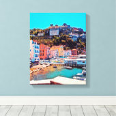 ldp SORRENTO – パノラマ – ビーチ- キャンバスプリント (インサイチュ (ウッドフロア))