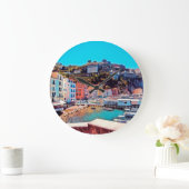 ldp SORRENTO – パノラマ – ビーチ- ラージ壁時計 (ホーム)