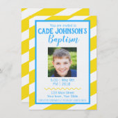 LDSの洗礼の招待状の男の子-黄色および青 招待状 (正面/裏面)