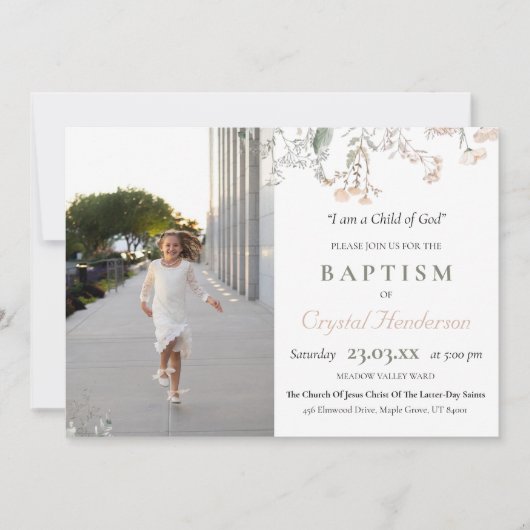 LDSイエスキリストの教会バプテスマフローラ 招待状 (正面)