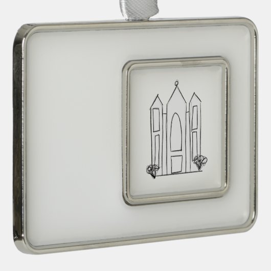 LDSソルトレイクシティテンプルシンプルモロモダンモン シルバープレートフレームオーナメント (右)