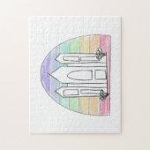 LDSソルトレイクシティテンプルレインボーサンセットモルモン ジグソーパズル (縦)