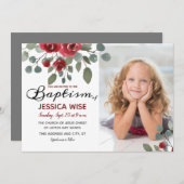 LDSバプティスガールウォーター色バラフローラ 招待状 (正面/裏面)