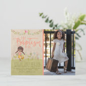 LDSバプティスマフォト招待状|ヴィンテージフローラガール 招待状 (スタンド正面)