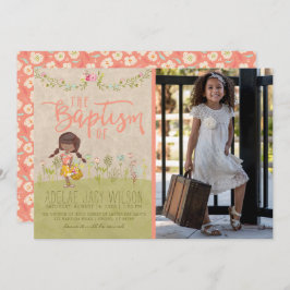 LDSバプティスマフォト招待状|ヴィンテージフローラガール 招待状