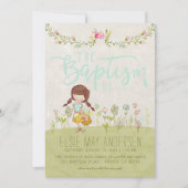 LDSバプテスマ招待状 | 可愛かわいらしいフローラ 招待状 (正面)