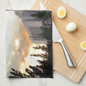 LDSモルモンオキルラースマウンテンユタ寺院 キッチンタオル (四つ折り)