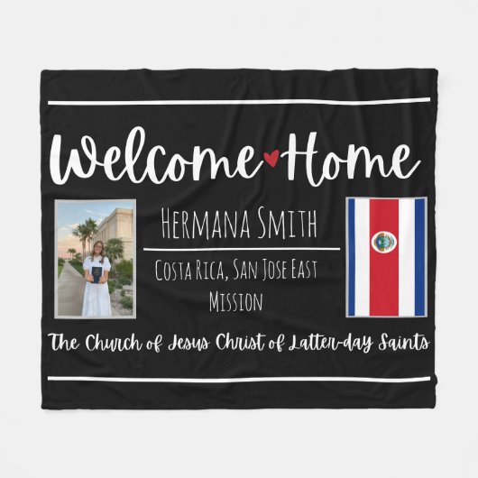 LDS宣教師ホームカミングウェルカムホームカスタムサイン フリースブランケット (正面(横))