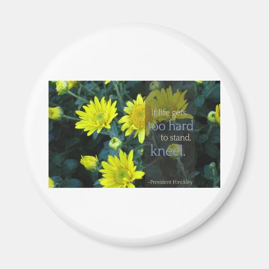 LDS引用文：人生が立ち上がるには懸命になり過ぎる時、ひざまずく マグネット (正面)