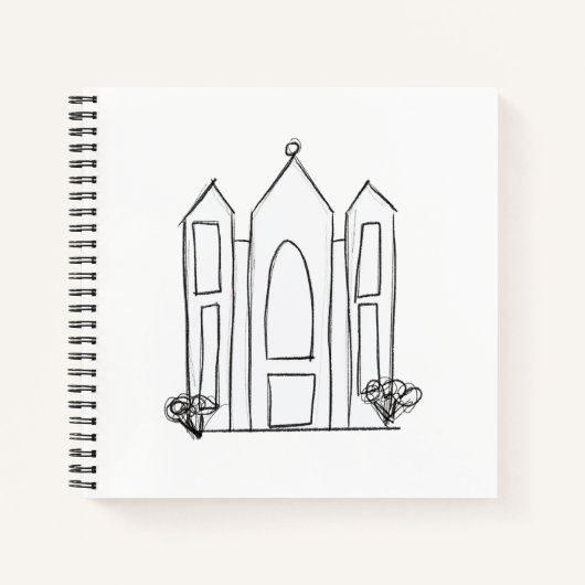 LDS ソルトレイクシティ神殿 現代風 モルモン教 簡単 ノートブック (正面)
