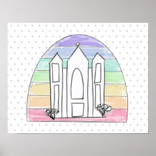 LDS ソルトレイクシティ神殿 虹の夕焼け モルモン教徒 ポスター