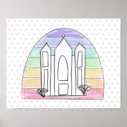 LDS ソルトレイクシティ神殿 虹の夕焼け モルモン教徒 ポスター (正面)
