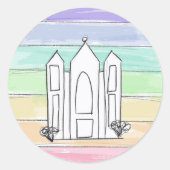 LDS ソルトレイクシティ神殿 虹の夕焼け モルモン教徒 ラウンドシール (正面)
