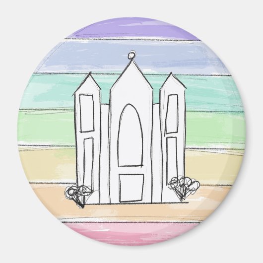 LDS ソルトレイクシティ神殿 虹の夕焼け モルモン マグネット (正面)