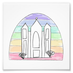 LDS ソルトレイクシティ テンプル 虹 夕焼け モルモン教  フォトプリント           