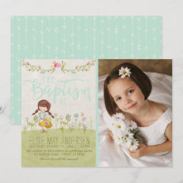 LDS 洗礼 フォト 招待状 | かわいい花の女の子