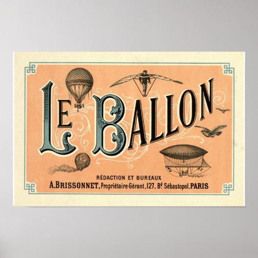 Le Ballon 1883 航空ジャーナル広告 ポスター (正面)