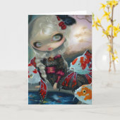 "Le Bassin des Carpes"の挨拶状 カード (黄色い花)