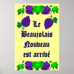 Le Beaujolais Nouveau米国東部標準時刻のarrivé ポスター