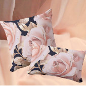 Le Boudoir Noir Peachy Pink Roses on Black アクセントクッション