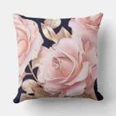 Le Boudoir Noir Peachy Pink Roses on Black クッション (裏面)