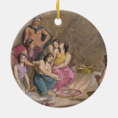 「Le Cからトウモロコシのパン、メキシコを、作っているアステカな女性 セラミックオーナメント (裏面)