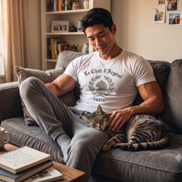 Le Chat d’Argent メンズ クラシック ホワイトTシャツ Tシャツ