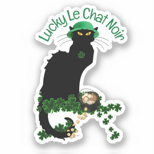 Le Chat Noir Clover St. Patrick's Day シール (正面)