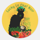 Le Chat Noir Clover St. Patrick's Day ラウンドシール (正面)