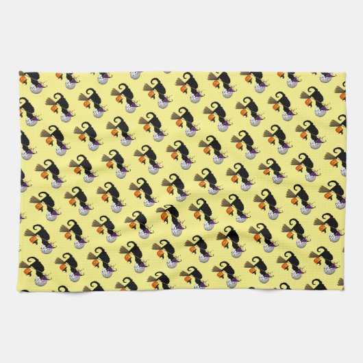 Le Chat Noir Halloween Witch キッチンタオル (横)